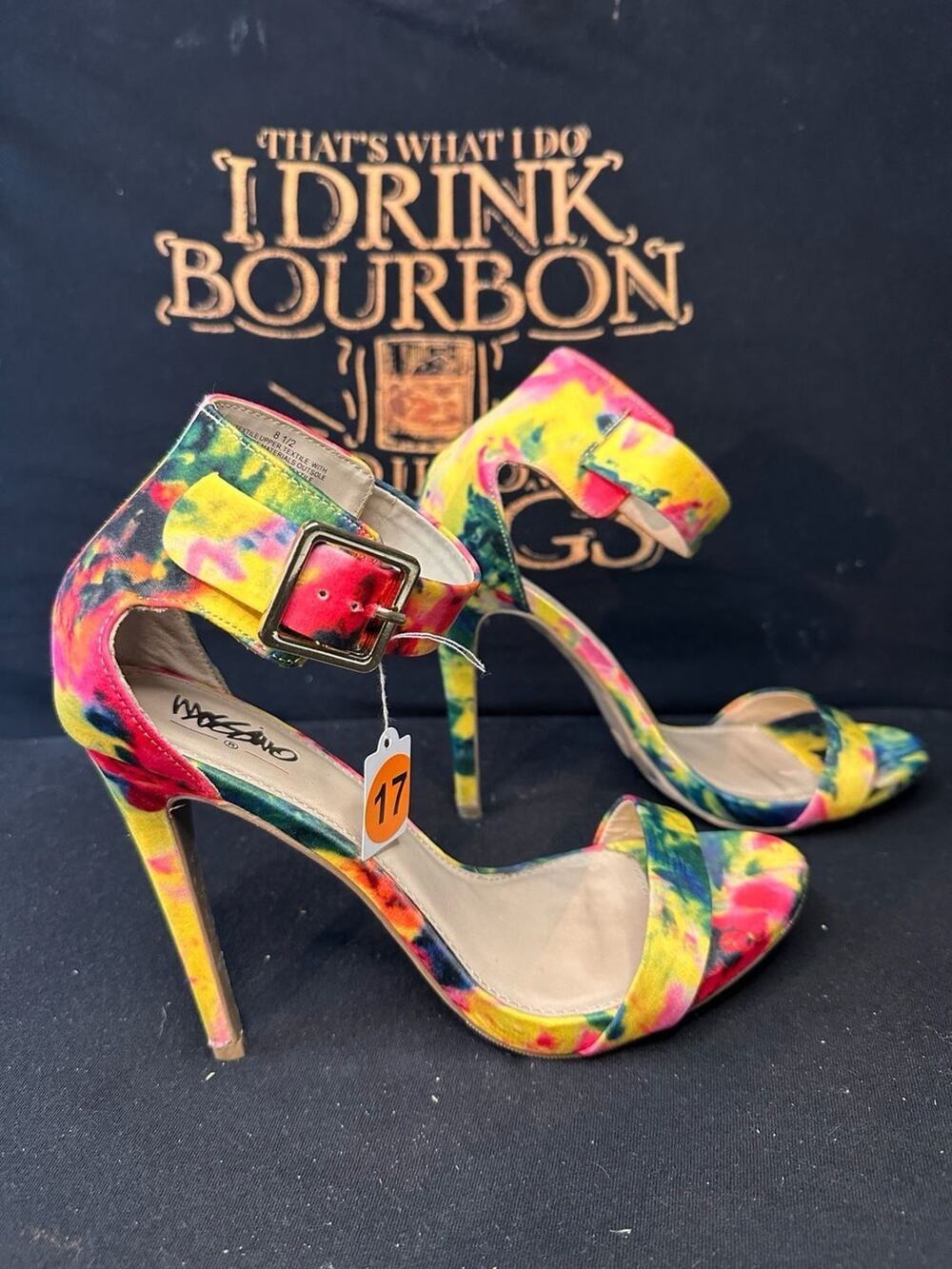 No.18 Mossimo Tie-Dye Ankle Strap Stiletto Heels Size 8.5